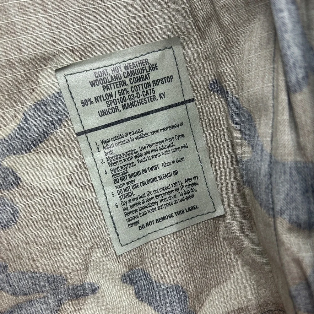 Woodland Camo BDU Jacket Large Regular Hot Weather Combat Coat US Navy